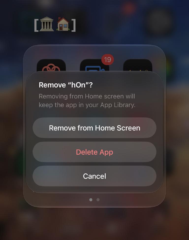 iOS asking &ldquo;Remove hOn?&rdquo;